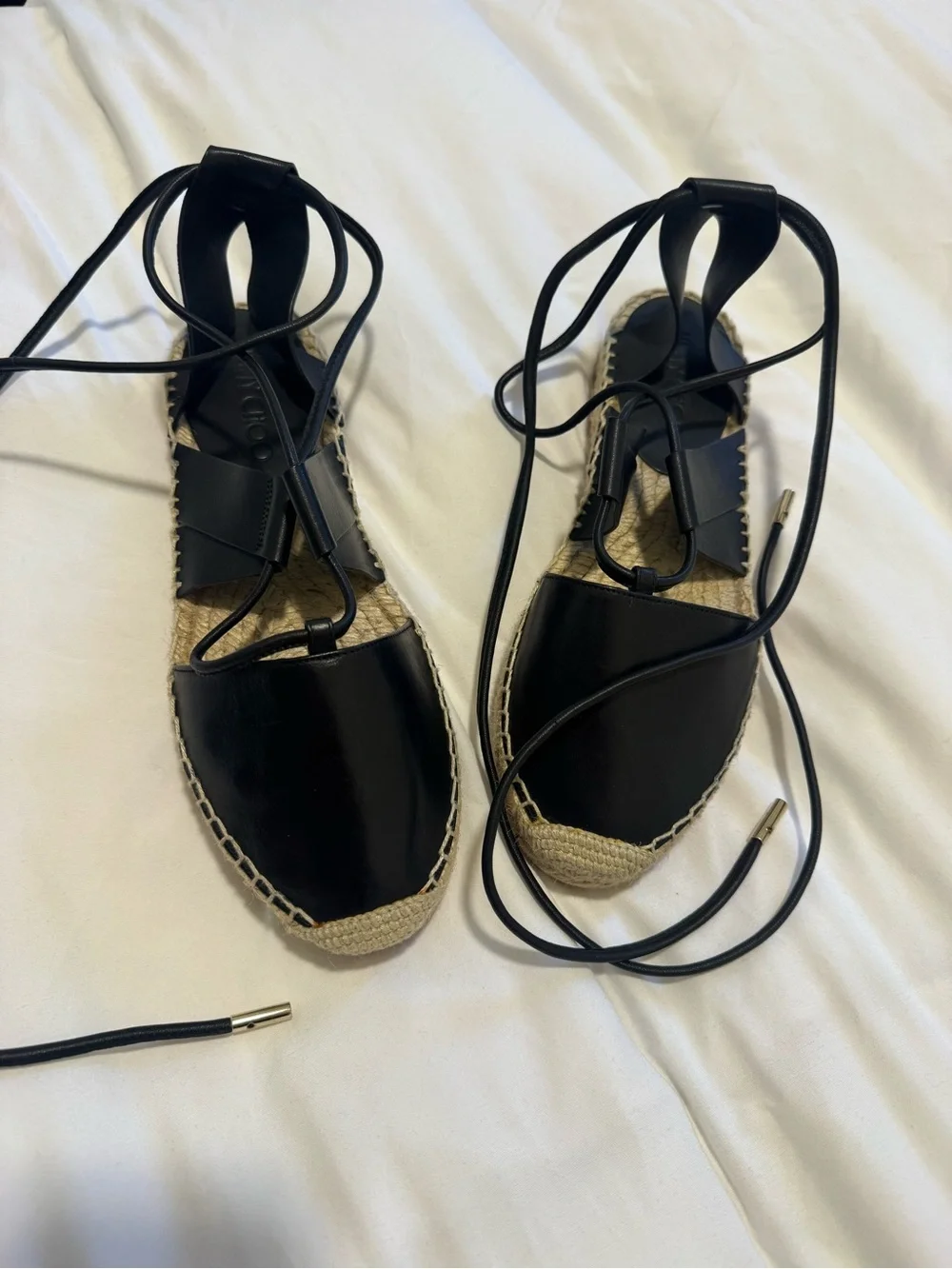 Jimmy Choo Black Lace-Up Espadrille Flat Sandal - Women